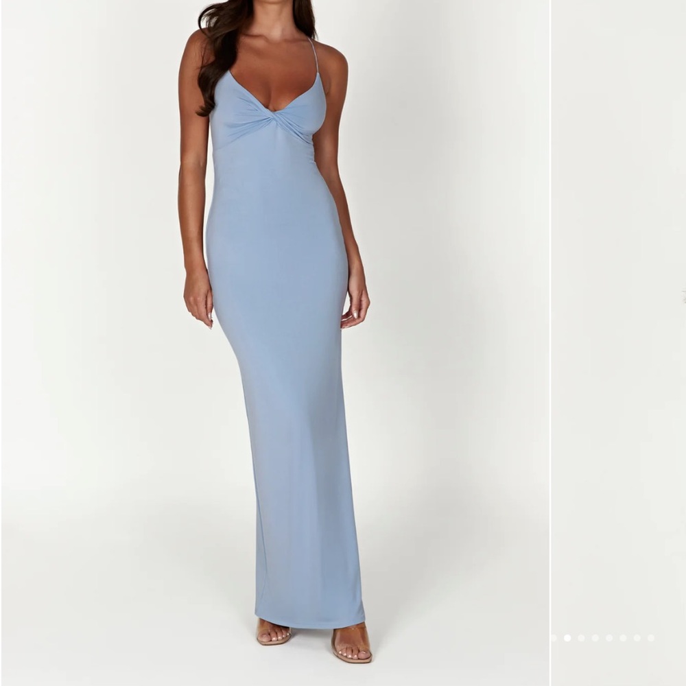 Sinead Twist Backless Maxi Dress Powder Blue